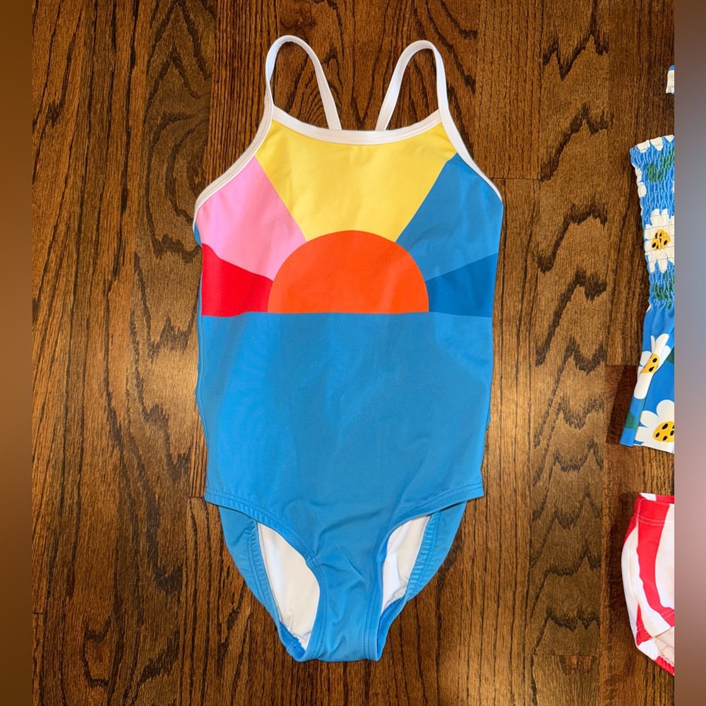 Hanna Andersson Kids Swimwear size 6/7 or 120cm red white blue two suits - Picture 4 of 11